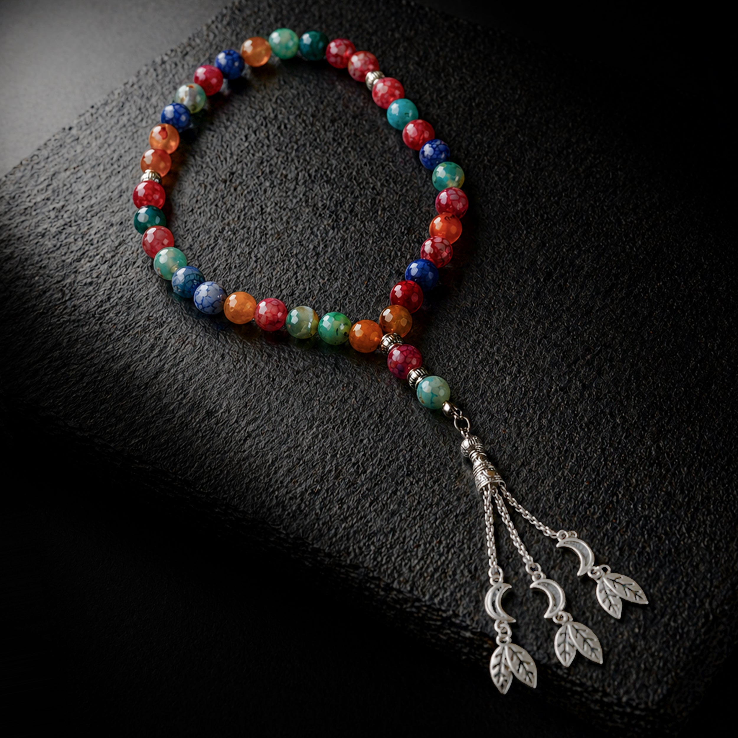 سبحة العقيق ملون مرجاني