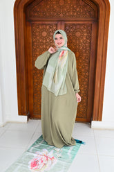 طقم صلاة (سجادة + إسدال + طرحة) - زيتي