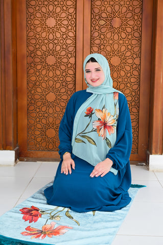 طقم صلاة (سجادة + إسدال + طرحة) - كحلي