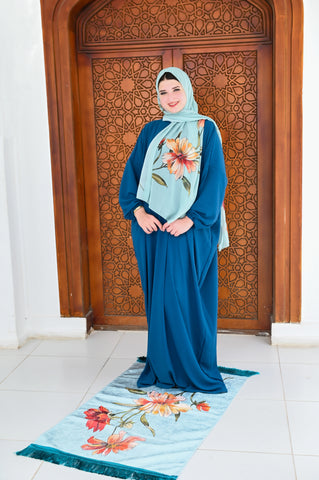 طقم صلاة (سجادة + إسدال + طرحة) - كحلي